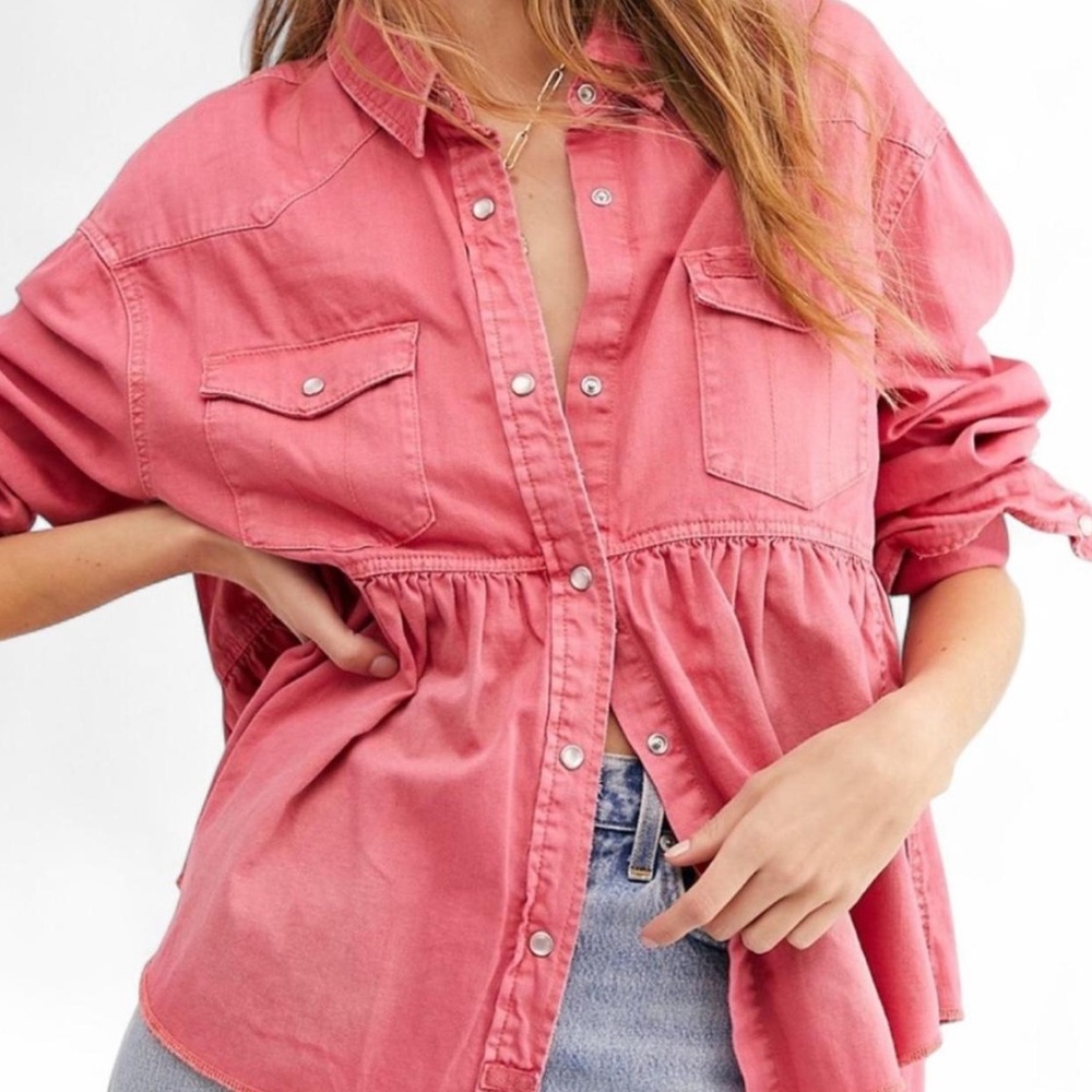We The Free (Free People) Dylan Babydoll Top in Pink